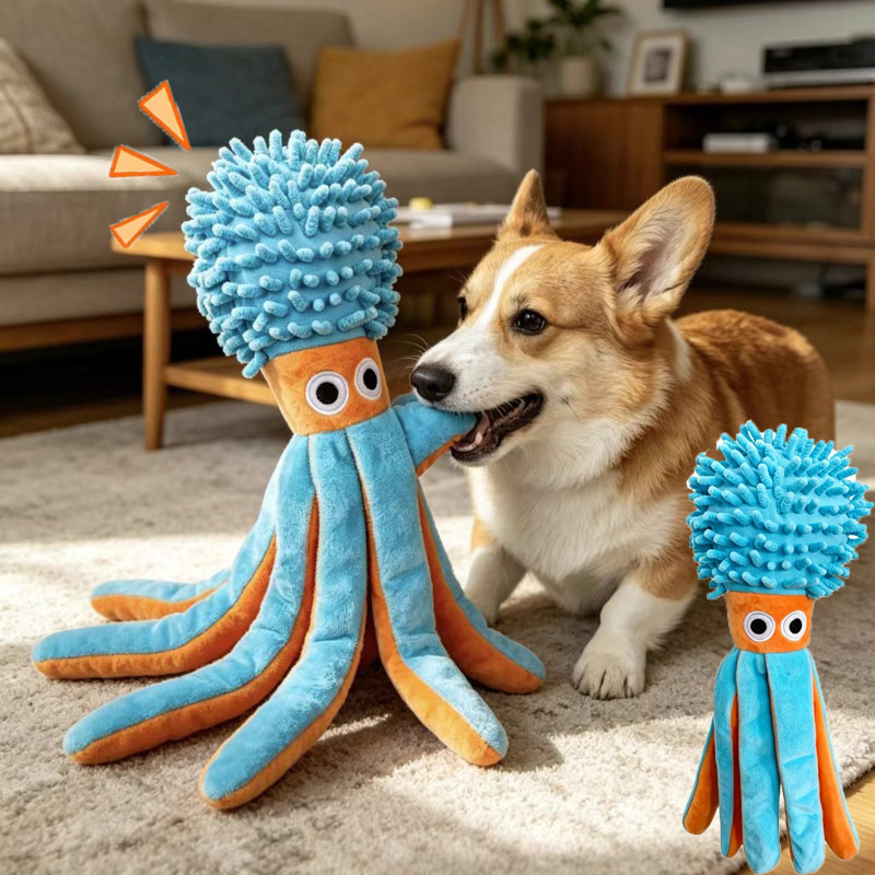Pet Dental Chew Toy - Dog Squeaky Toys Octopus Shell Puzzle