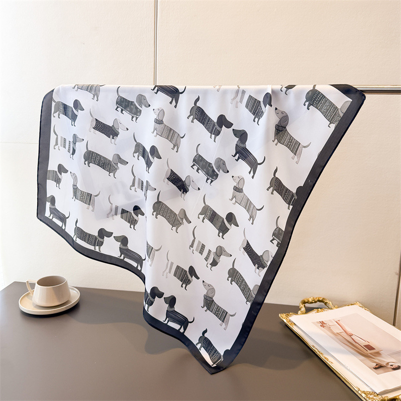 Dog Bandana Scarf - Ladies Cotton Dog Printed Square Scarf