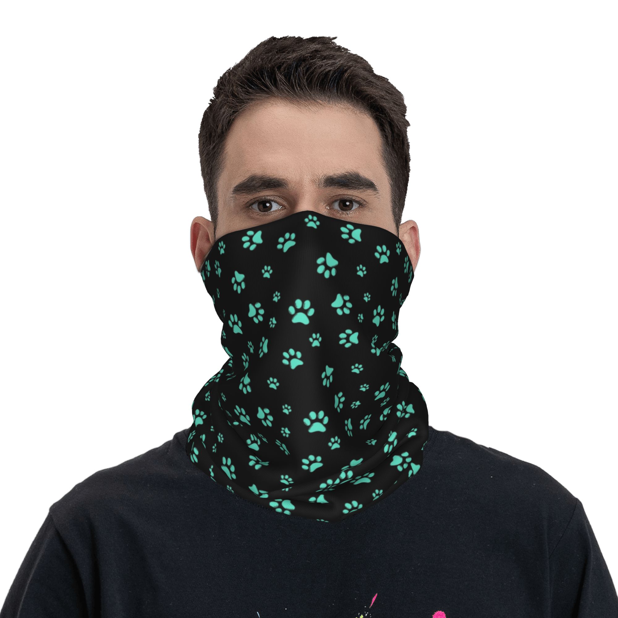 Custom Aqua Dog Paw Print Patt - огляд і ціна Dog Bandana Scarf